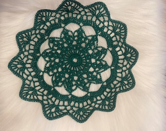 Hunter Green Doily, Green Doily, Christmas Doily, Holiday Doily