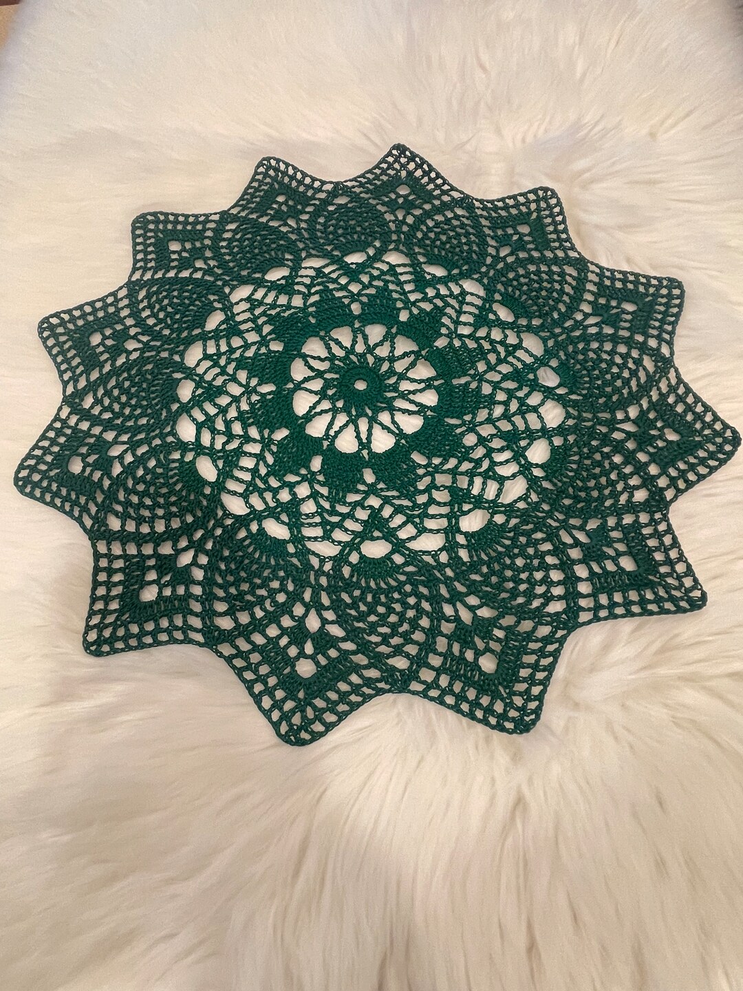 Hunter Green Doily Forrest Green Doily, Christmas Doily, Holiday Doily