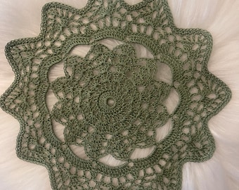 Olive Green Doily, Pea Green Doily, Green Doily