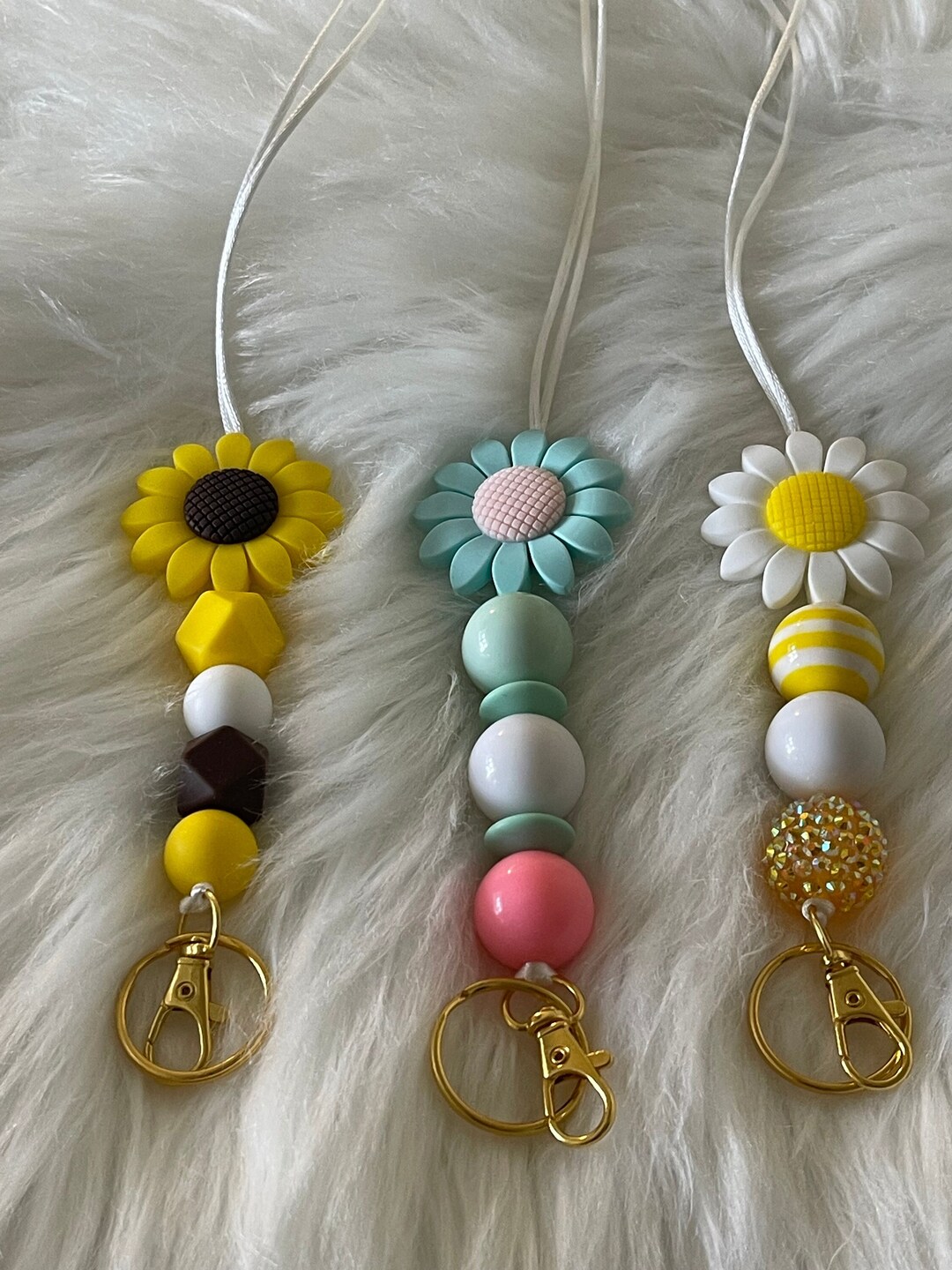 Flower Lanyard, Teacher Lanyard, Daisy Lanyard, Sunflower Lanyard. - Etsy