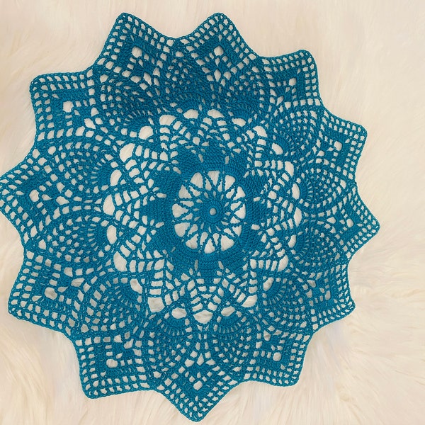 Peacock Doily, Turquoise Doily, Centerpiece Doily, Southwestern Doily, Reception Doily.