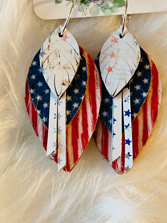 Patriotic leather earrings deals