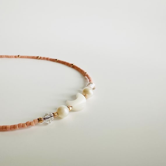 Freshwater Pearl and Austrian Crystal Moon Anklet