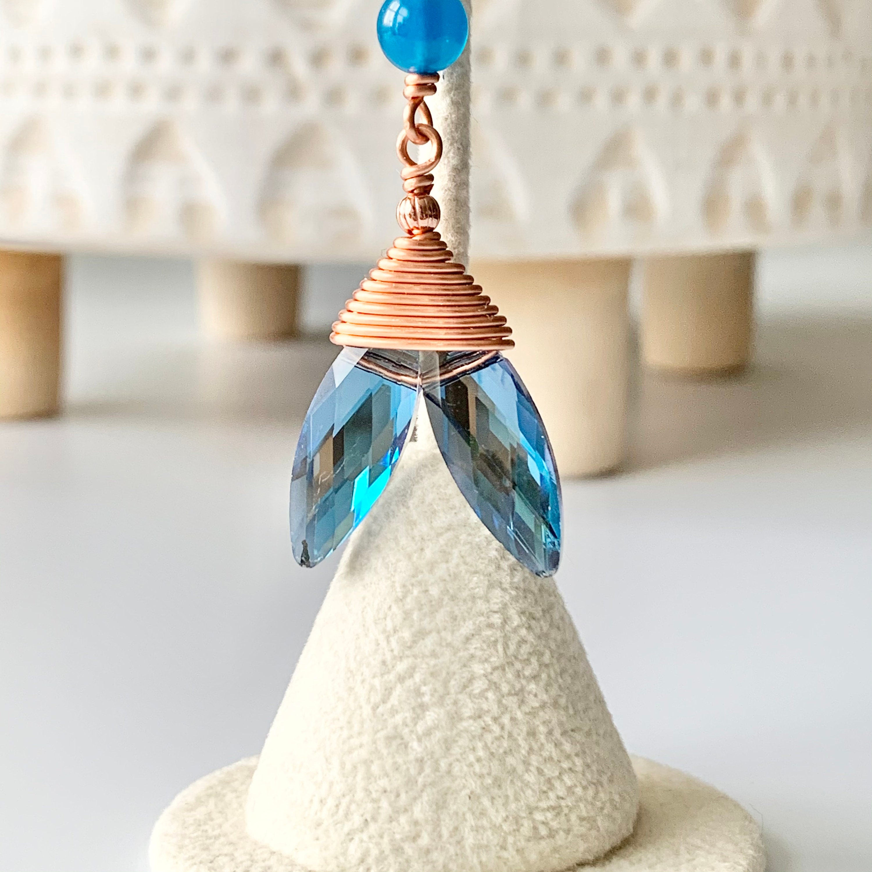 Blueberry quartz mermaid tail plant charm