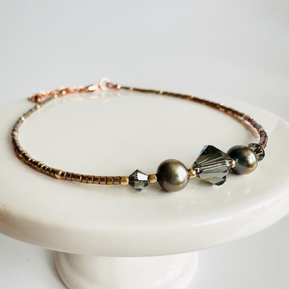 Austrian Crystal and Freshwater Pearl Anklet