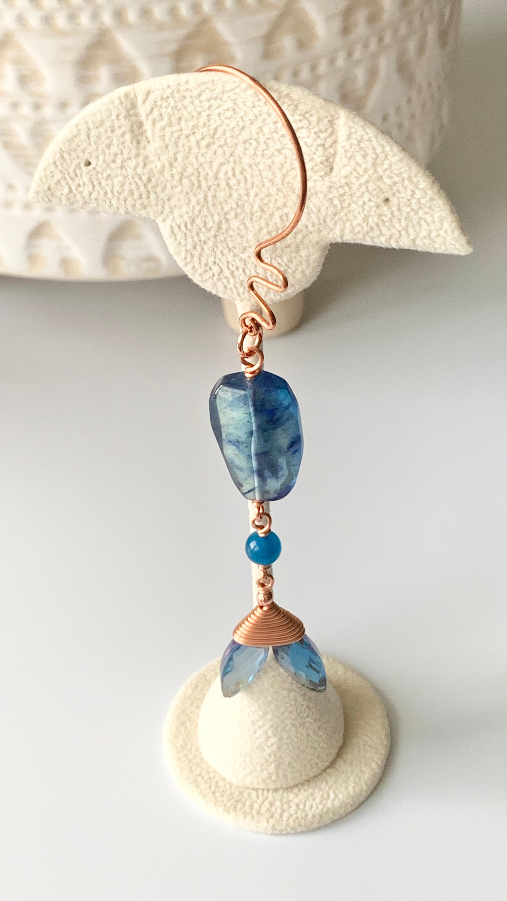 Blueberry quartz mermaid tail plant charm