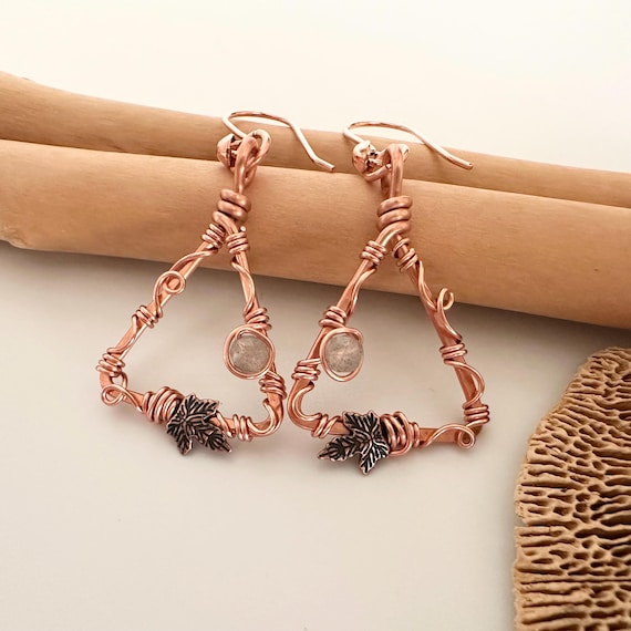 Copper and Labradorite Vine Earrings