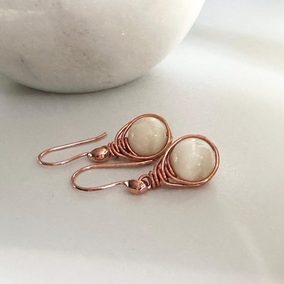 Mother of Pearl and Copper Teardrop Earrings