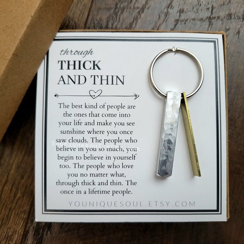 Duduboy Thick And Thin Keychain – Best Friend Friendship Gifts For Women, Long Distance BFF Jewelry – Silver & Gold Stainless Steel Keyring - View #12