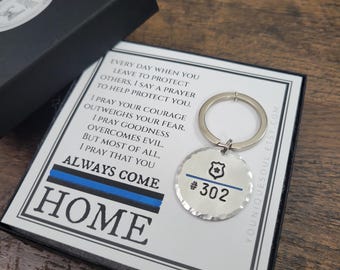 Thin Blue Line Keychain: Police Officer Prayer Gift