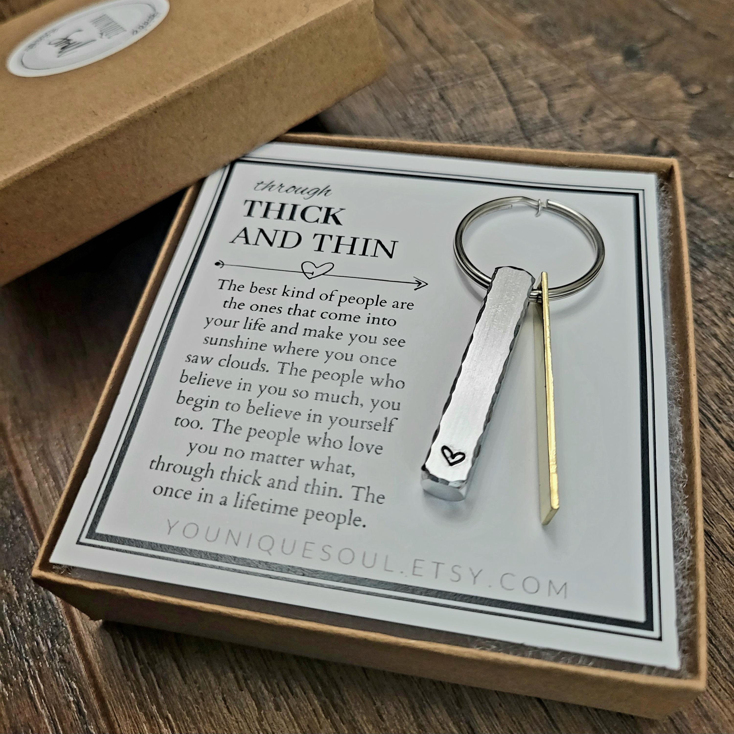 Through Thick and Thin Heart Stamped Keychain - Personalized Gift for ...