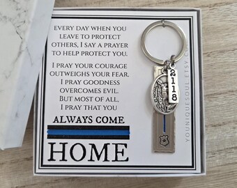 St. Michael Police Officer Keychain: Guardian Angel Protector Gift