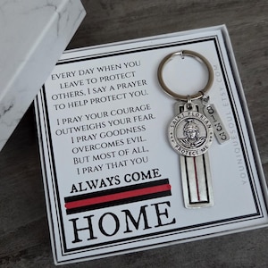 St. Florian Firefighter Keychain: Guardian Angel, First Responder Gift