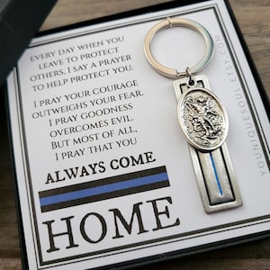 St. Michael Guardian Angel Keychain, Police Officer Gift, Protector of Protectors, Military Protection, Police Officer Prayer