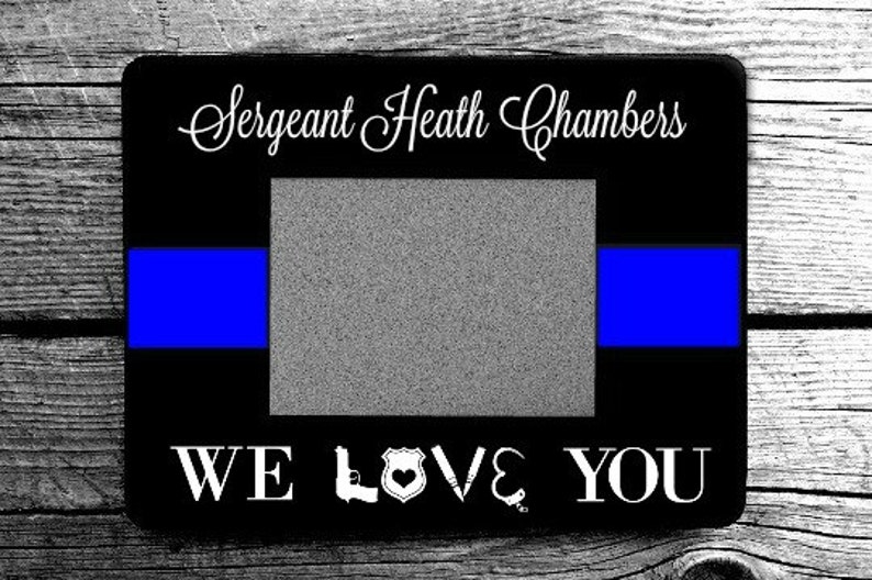 Personalized Thin Blue Line Picture Frame Police Officer Image 0