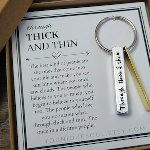 Through Thick and Thin Handmade Keychain for Best Friend, Couples Keychain, Anniversary Gift, Bridesmaid Gift, Gift for Her, Gift for Him