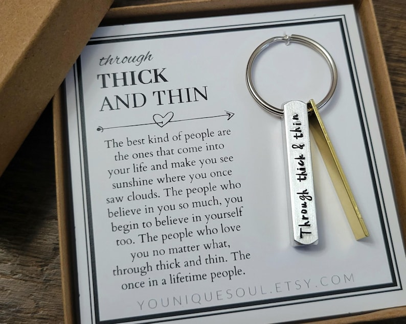 Through Thick and Thin Handmade Keychain for Best Friend, Couples Keychain, Anniversary Gift, Bridesmaid Gift, Gift for Her, Gift for Him