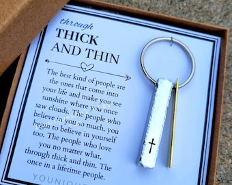 Cross Through Thick and Thin keychain, friendship, best friend gift, tribe, birthday present, ups and downs, sisters, bridesmaid, bff