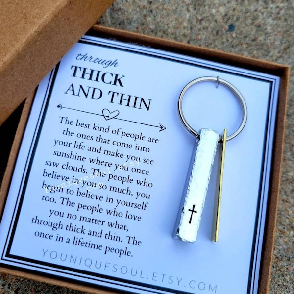 Cross Through Thick and Thin keychain, friendship, best friend gift, tribe, birthday present, ups and downs, sisters, bridesmaid, bff