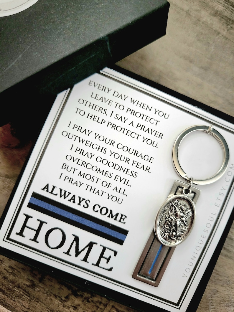 St. Michael Guardian Angel Keychain, Police Officer Gift, Protector of Protectors, Military Protection, Police Officer Prayer image 10