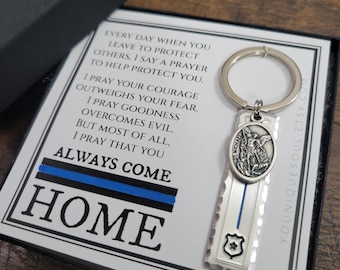 St. Michael Police Officer Keychain: Guardian Angel Protector Gift