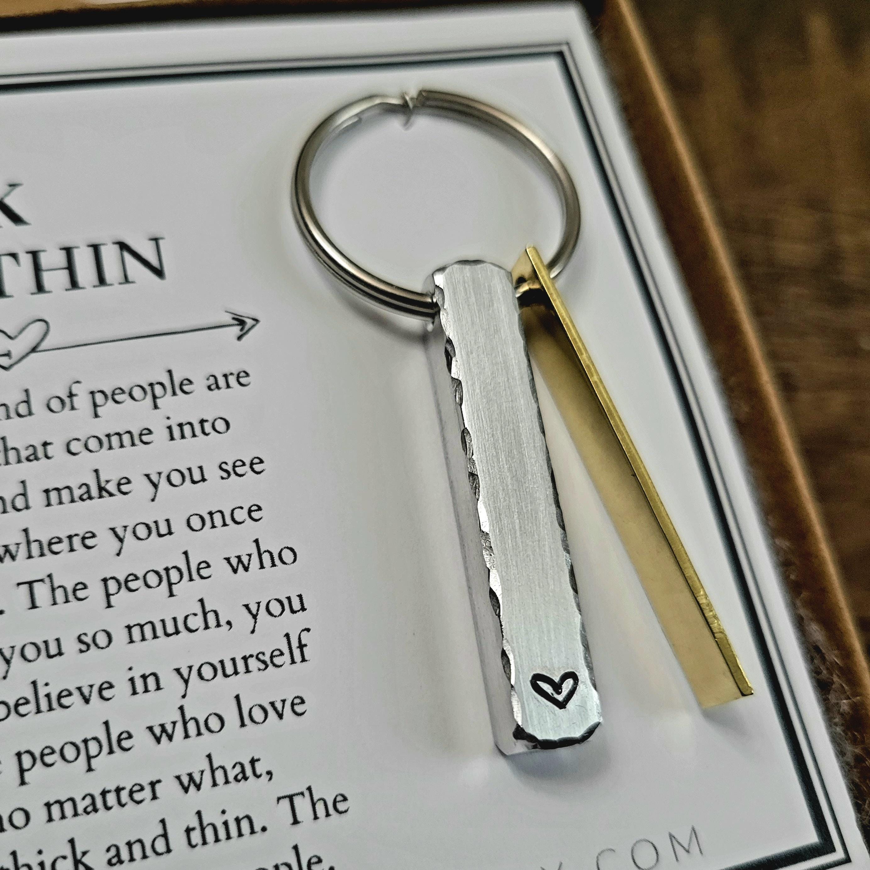 Through Thick and Thin Heart Stamped Keychain - Personalized Gift for ...