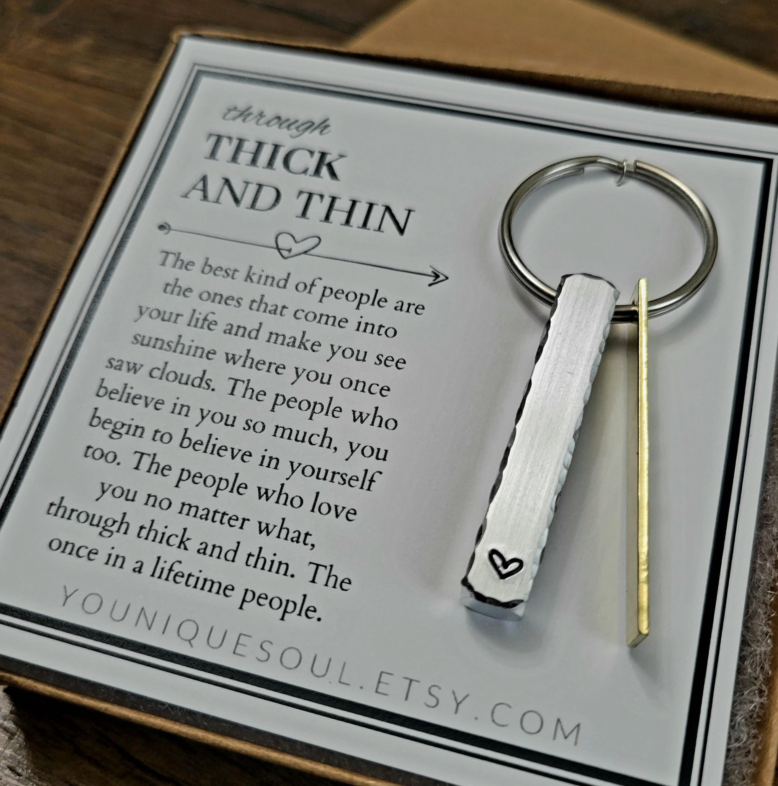 Through Thick and Thin Heart Stamped Keychain - Personalized Gift for ...
