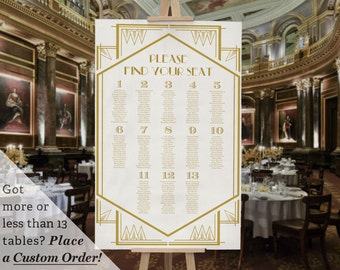 printable wedding table seating chart template gatsby 1920s etsy