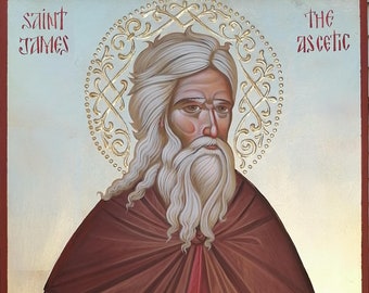 Icono de Santiago el Asceta, icono pintado a mano, icono ortodoxo.