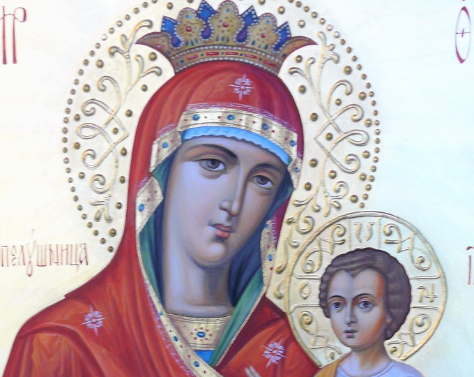 Our Lady of Iveron, Hand Painted Icon Most-Holy Theotokos, "She Who is Quick to Hear", orthodox icon, iconography, THEOTOKOS GORGOEPIKOOS