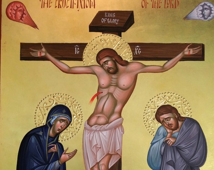 Crucifixion, hand painted, orthodox Icon