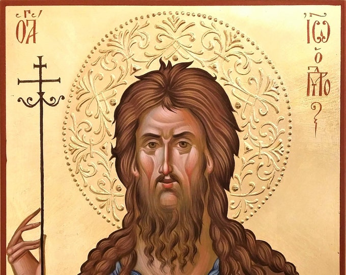 Byzantine Icon of St. John, the Glorious Prophet, Forerunner and Baptist of the Lord, hand painted icon, iconography