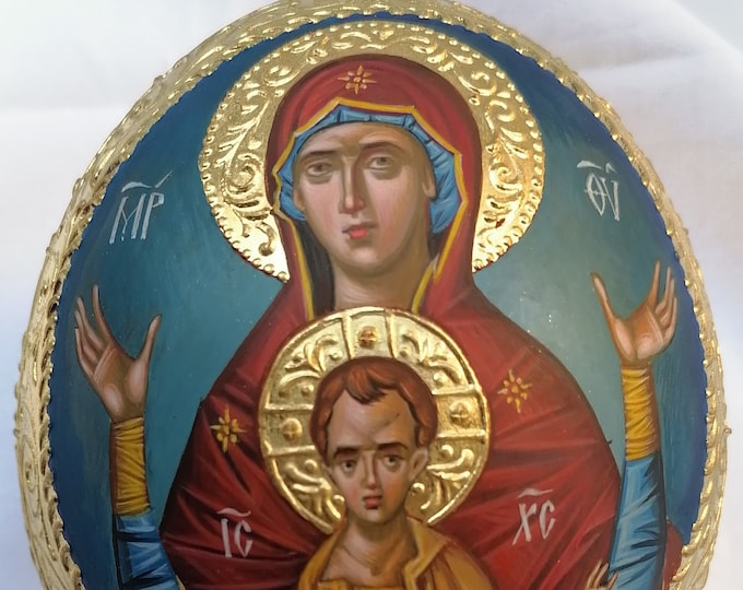 Orthodox Icon Egg of Mother of God, Panagia Vlahernon, byzantine art