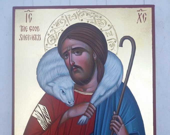 Christ the Good Shepherd Icon, Orthodox Icon of the Lord Jesus Christ, hand painted icon, iconography,