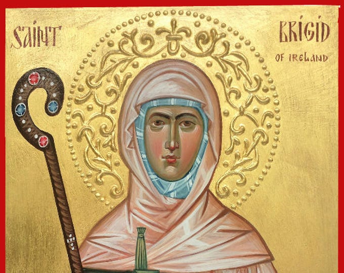 icon of St. Brigid of Ireland, St. Brigid of Kildare religious icon, christian, orthodox icon, iconography