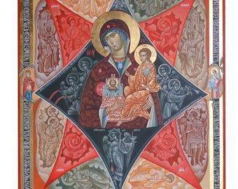 Mutter Gottes, Unsere Liebe Frau vom Brennenden Dornbusch, handgemalte Ikone Neopalimaya Kupina,