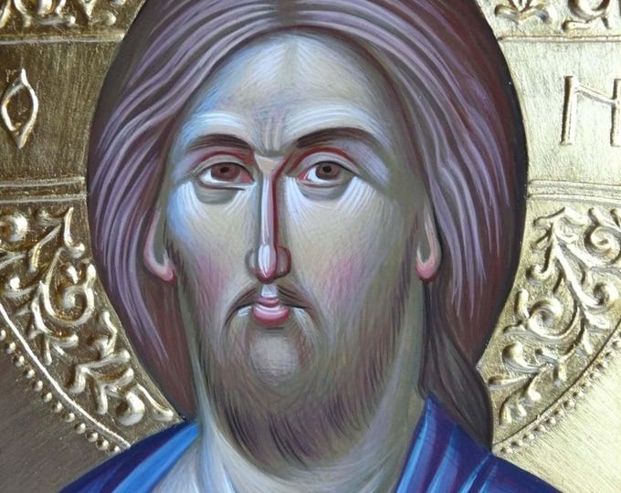 Jesus Christ "Pantocrator" icon, hand painted, byzantine art, Greek icon, Jesus icon, orthodox gift, iconography, religious gift