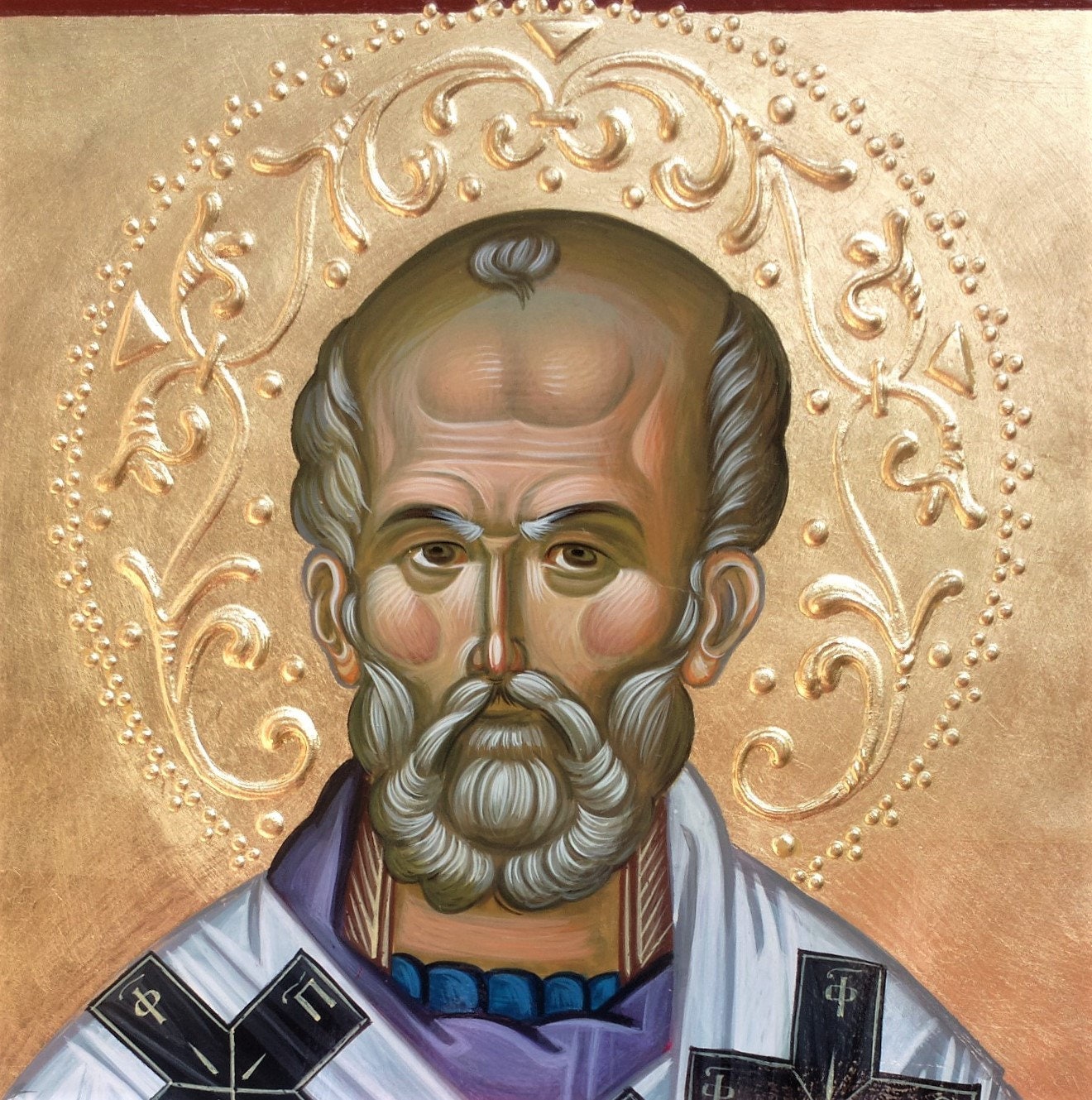 St. Nicholas Archbishop of Myra, St. Nicholas the Wonderworker, byzantine icon, hand painted