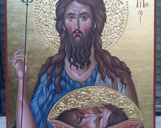 Custom order, St John the Baptist, St. Seraphim of Sarov icons hand- painted