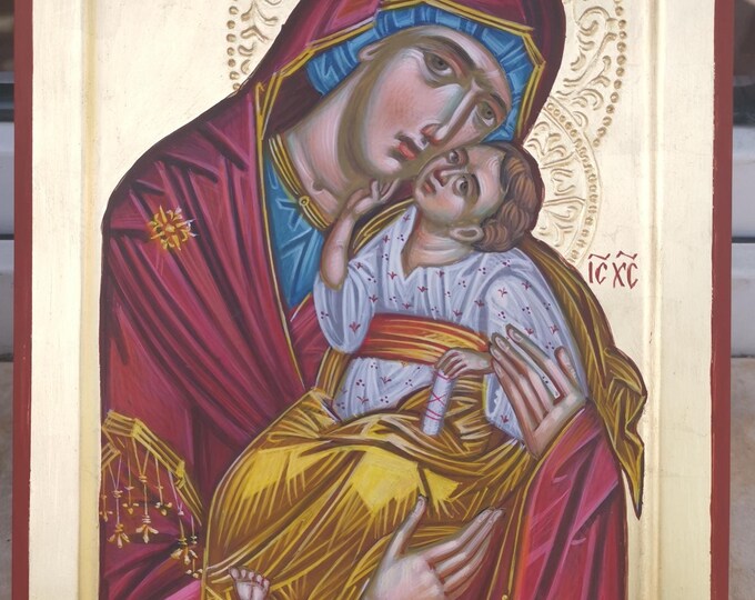 Theotokos, hand-painted Icon of the Mother of God, Byzantine art, orthodox gift, religious icons