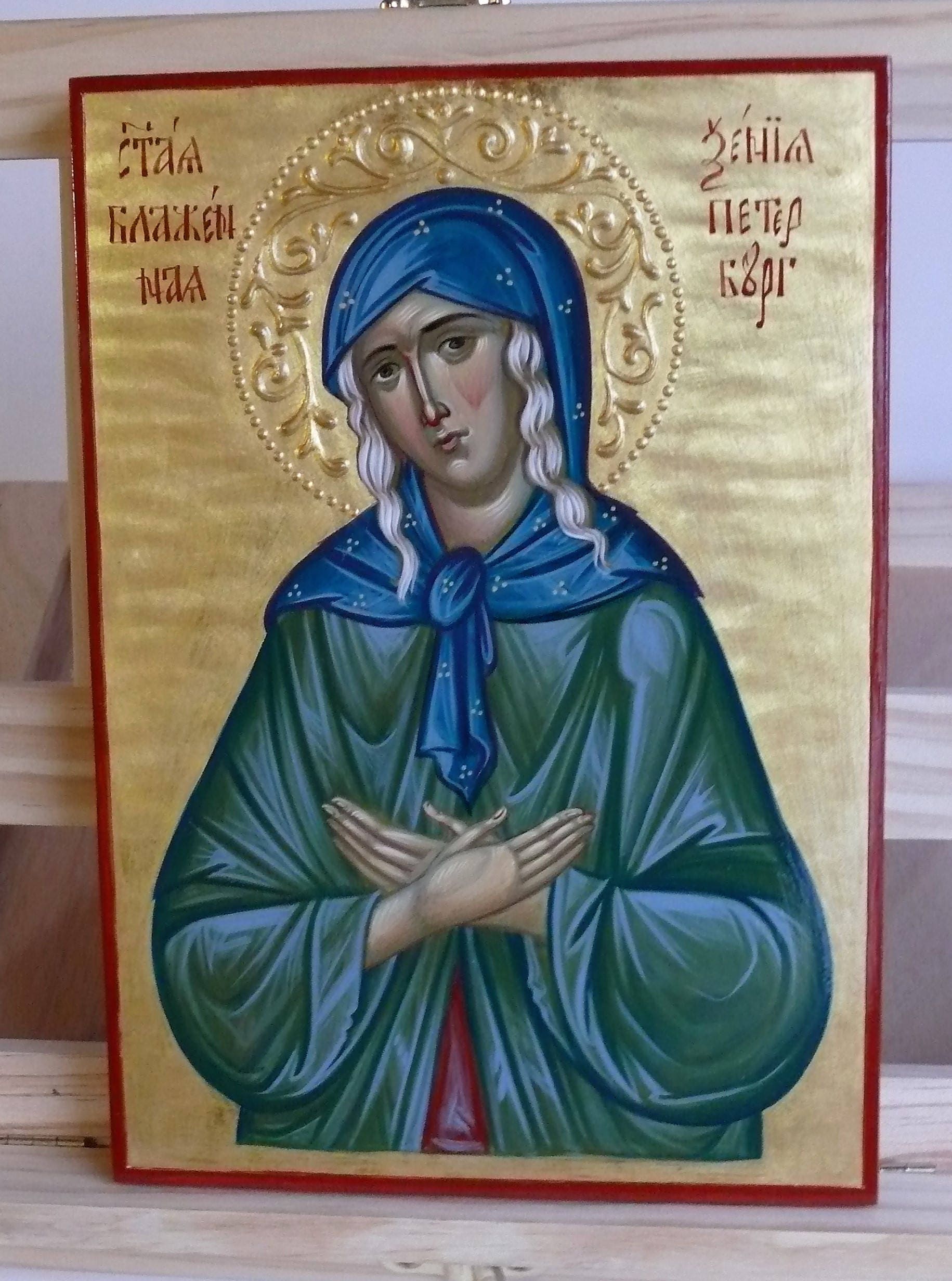 Icon of Holy Blessed Xenia, Blessed Xenia of Petersburg, icon hand painted