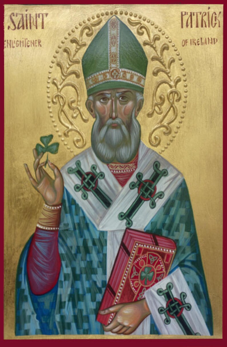 Icona di San Patrizio mano  dipinta vescovo in Irlanda image 0