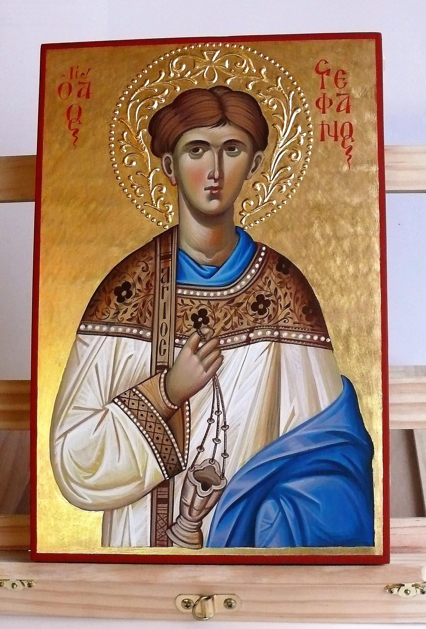 St. Stephen Protomartyr and Archdeacon, hand painted icon, christian