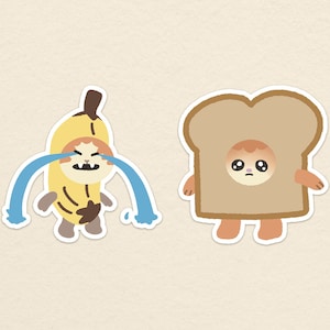 Banana Cat & Toast Cat Meme Vinyl Sticker - kawaii kitty stickers, waterproof cat meme stickers