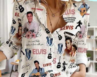 Camicia casual da donna vintage Elvis Presley, camicetta Elvis Presley, camicia da donna Elvis Presley, camicette da donna, camicetta da donna casual