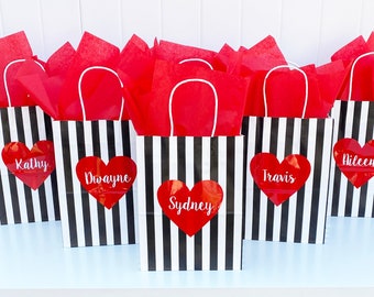 Bolsas de regalo personalizadas para San Valentín, detalle de fiesta con forma de corazón rojo