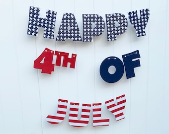 Banner del 4 de julio con estrellas y rayas patrióticas.