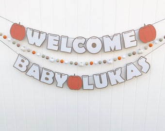 Banner de calabaza personalizado para baby shower, decoración otoñal