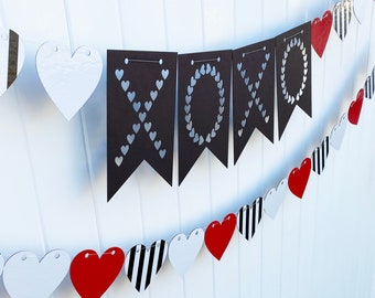 Pancarta de corazones XOXO, decoración para fiesta de San Valentín