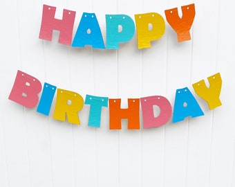 Pancarta personalizada de Feliz Cumpleaños, Letras de Colores, Decoración para Fiestas